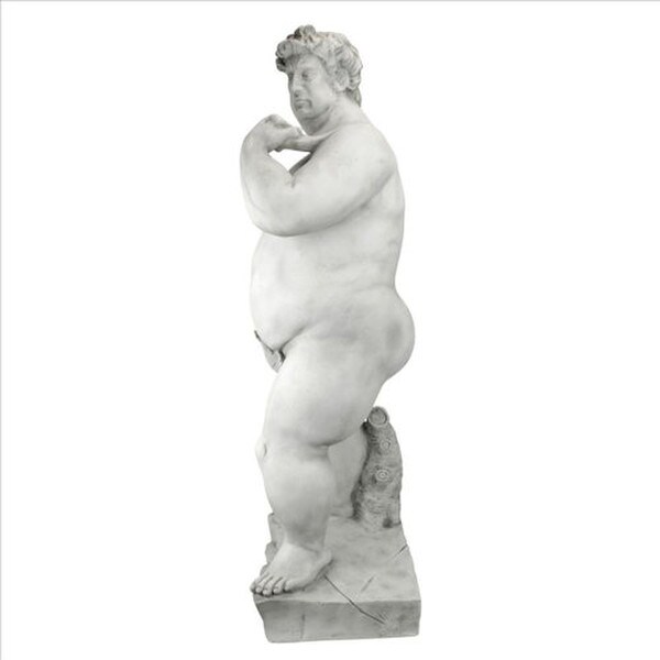 Side View Super-Sized David Garden Sculpture Fat statue of Michelangelo's famous